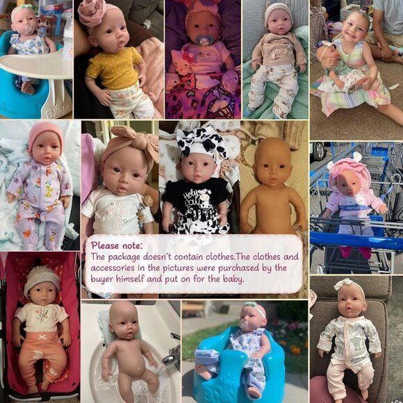 🆕18.5 Inches  Girl Unisex Full Body Silicone Soft Nude Newborn Reborn Baby Doll - Picture 5 of 5